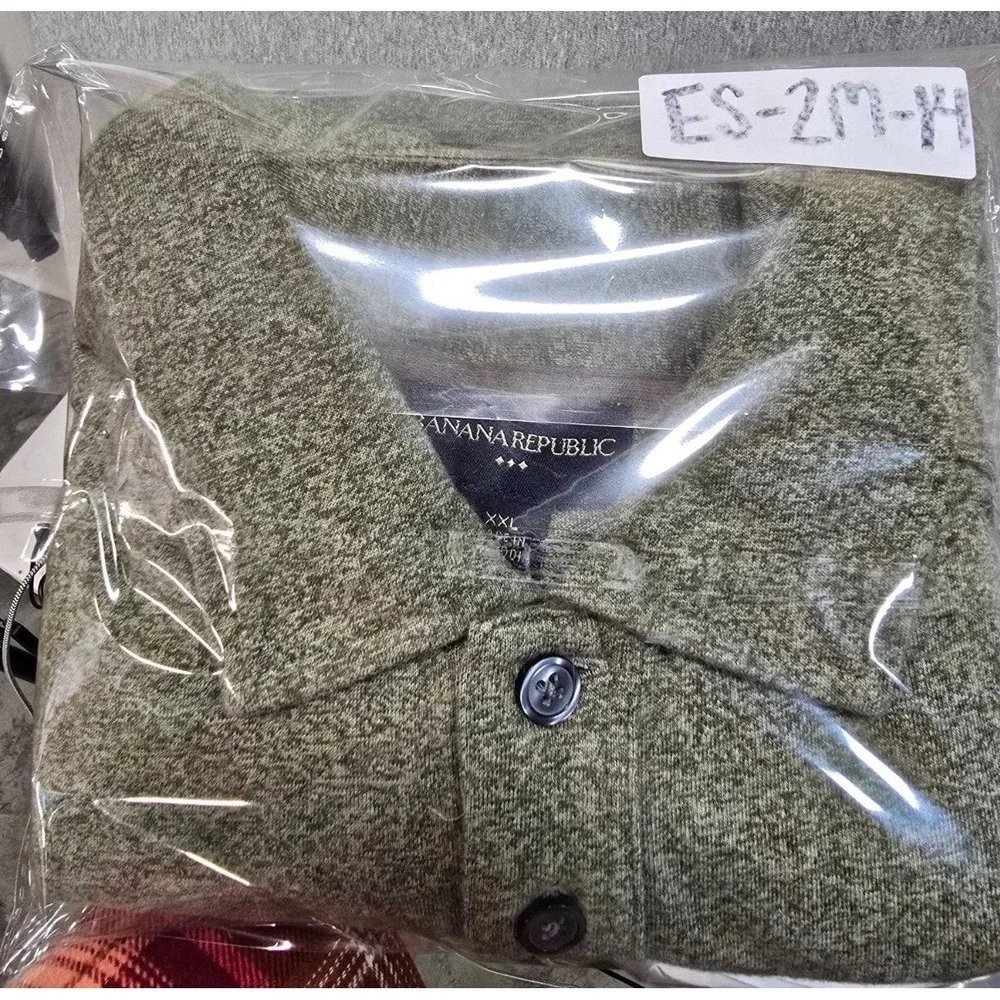 Banana Republic Polo Shirt Mens 2XL Heather Green Cotton Polo Performance Pocket